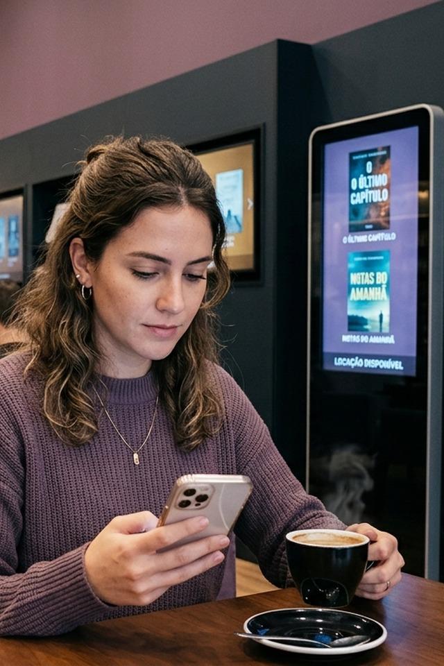 Reader discovering books in a Corbi space